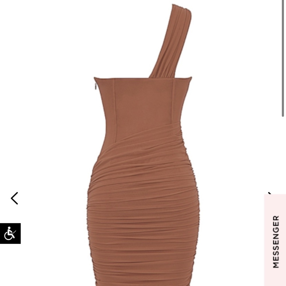 Valentina Mocha Asymmetrical Cut-out Midi Dress - Picture 5 of 6